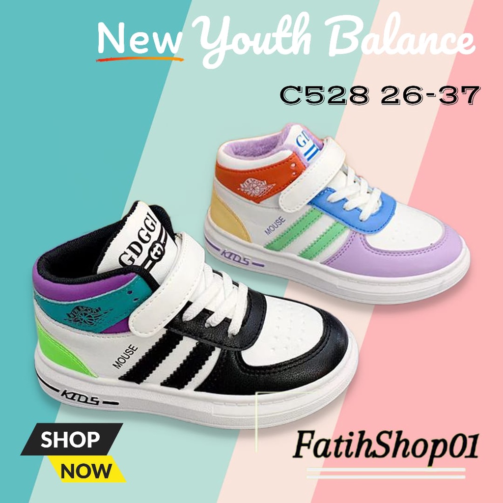 SEPATU AER  DARI YOUTH BALANCE| Snikers Anak | Sepatu Anak | B528 UKURAN 26-37| | Snakers Anak Perempuan | Sneakers Anak Import | Sepatu Snekers Anak | Sepatu Boot Anak | Boot Anak