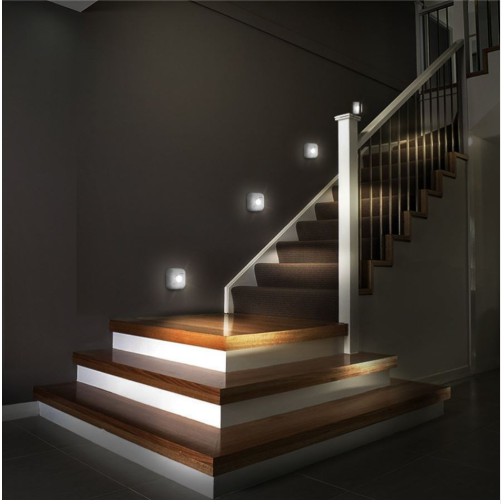 Lampu Tangga LED Sensor Gerak Inframerah PIR Otomatis Nirkabel Untuk Lemari Tangga