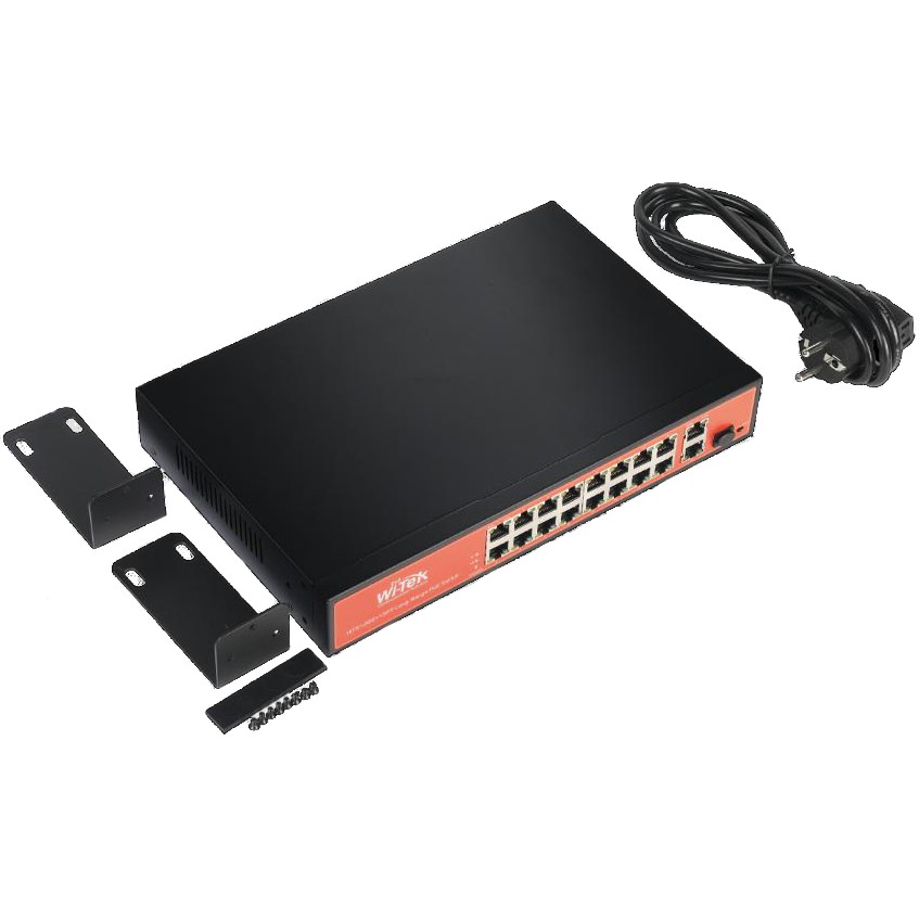 Wi-Tek WI-PS518G 16FE+2GE+1SFP Ports 48V PoE Switch with 16-Port PoE Witek
