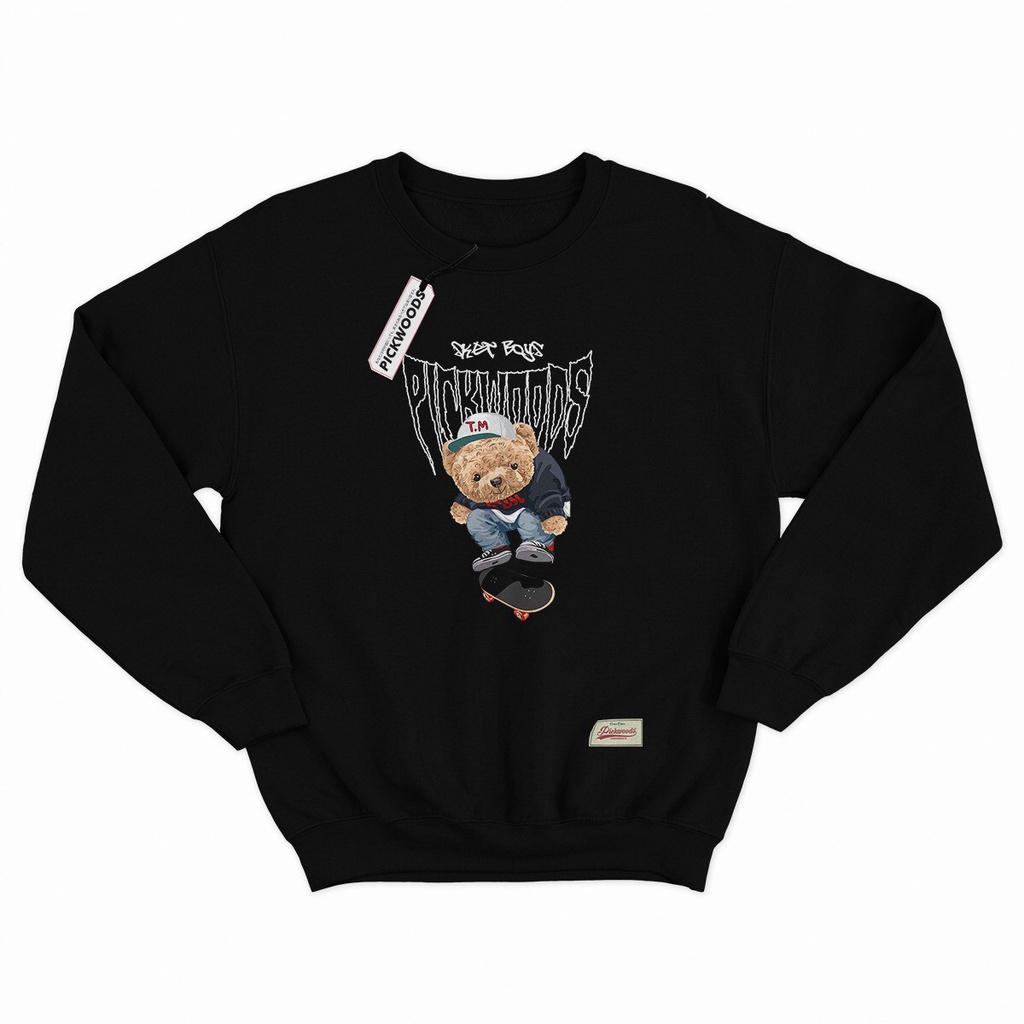 Sweatshirt Crewneck Scate Bear Metal | Crewneck Skate Bear Pria Top Quality