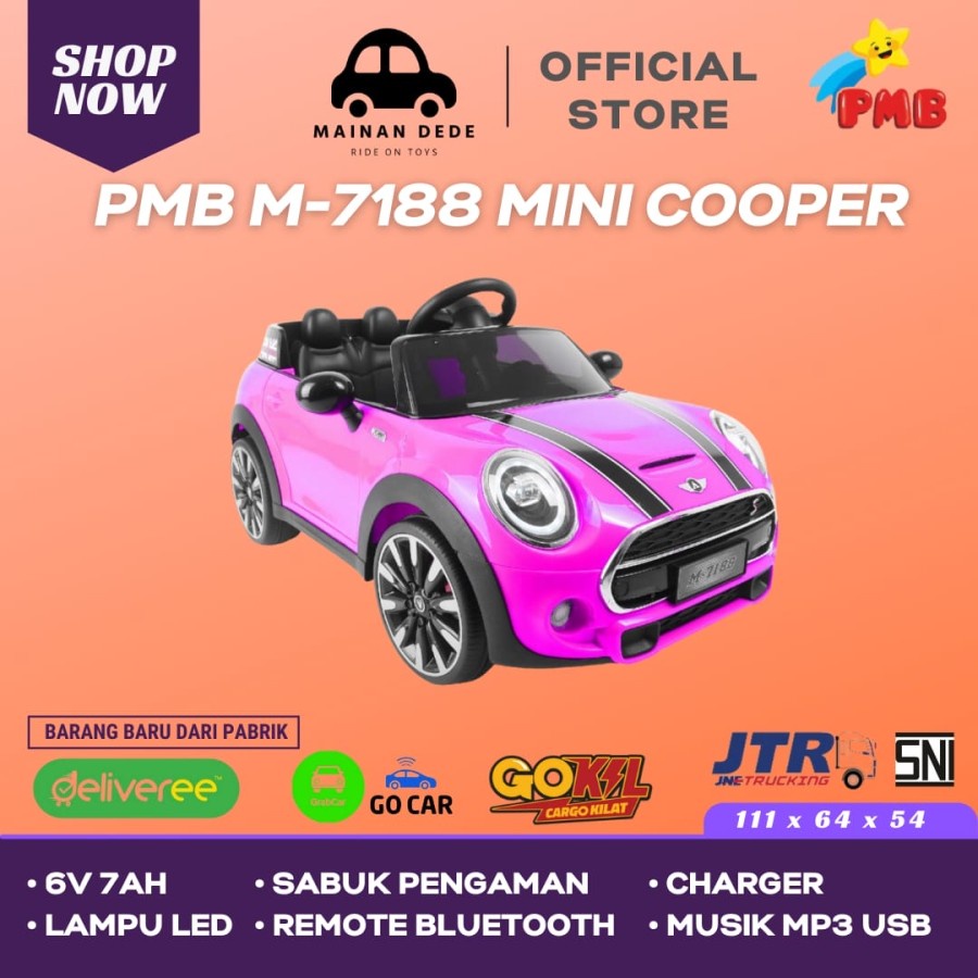 Mainan Anak Mobil Aki PMB 7188 Mini Cooper Mortein M-7188