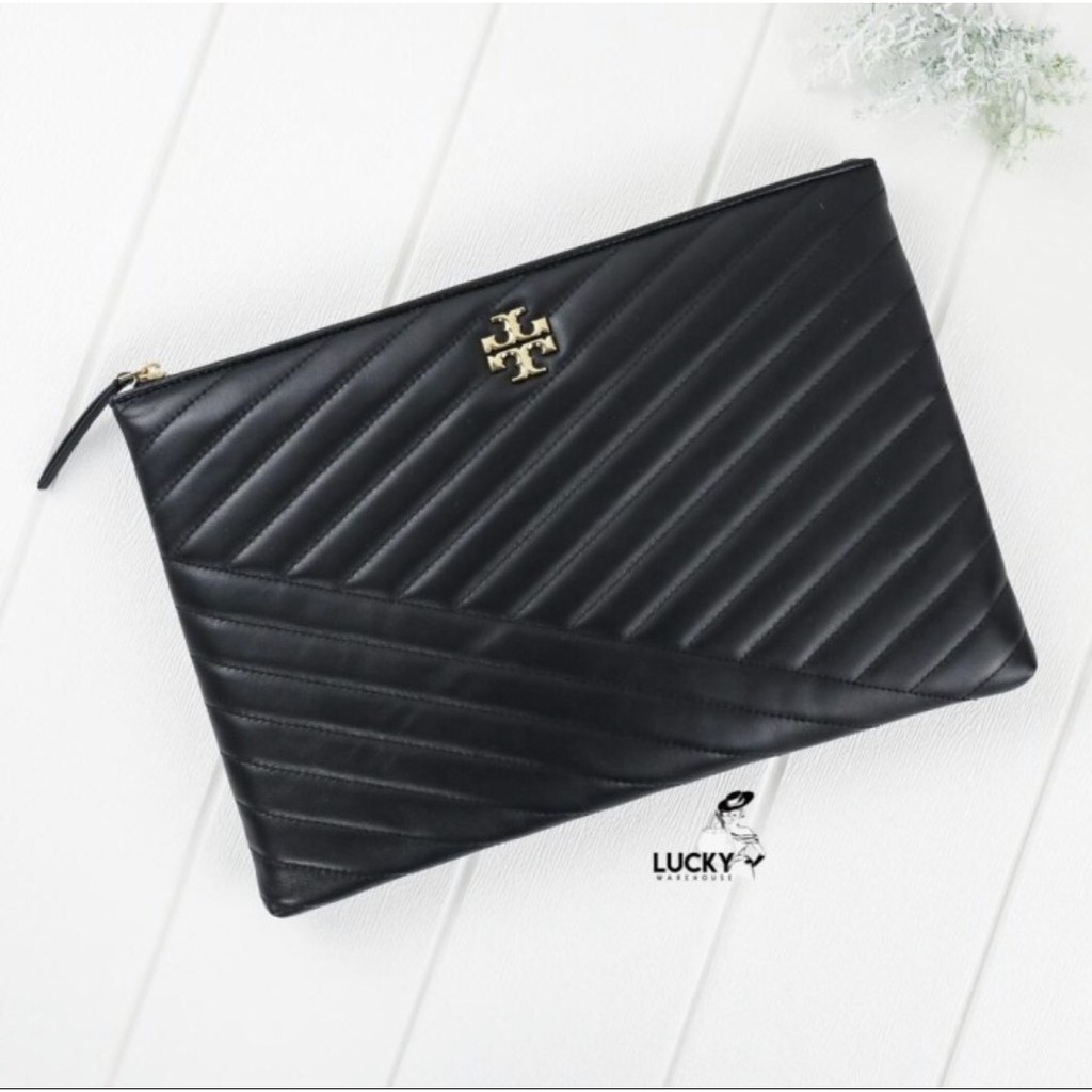 Tory Burch Kira Chevron Leather Zip Pouch - ORIGINAL 100%