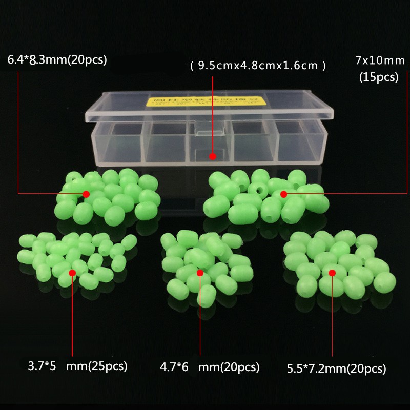 100 Pcs Plastik Lembut Bercahaya Bercahaya Manik-Manik Memancing, Manik-Manik Bulat Manik-Manik Memancing Umpan, Laut Hijau Memancing Manik Memancing Alat Pancing