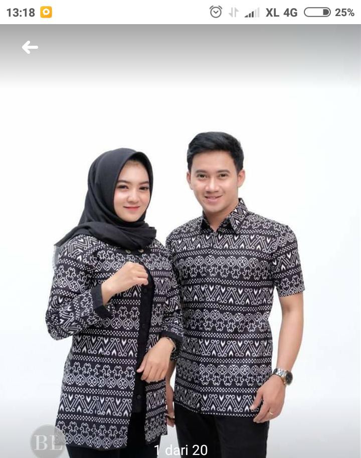 Ruzza Couple Batik Motif Semut Hitam Seragam Keluarga Size M L Xl