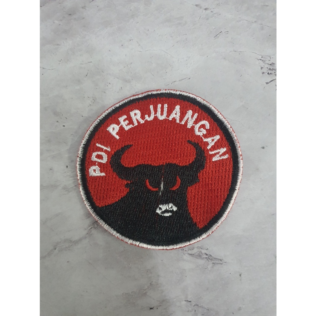 Emblem Logo Patch Bordir PDI Perjuangan PDIP Bulat 6.5cmx6.5cm