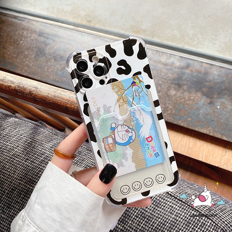 Case Dompet Kartu Bening Motif Leopard Untuk iPhone 14 7 6 plus 11 12 13 14 pro Max 6s 8 plus X XR XS Max SE