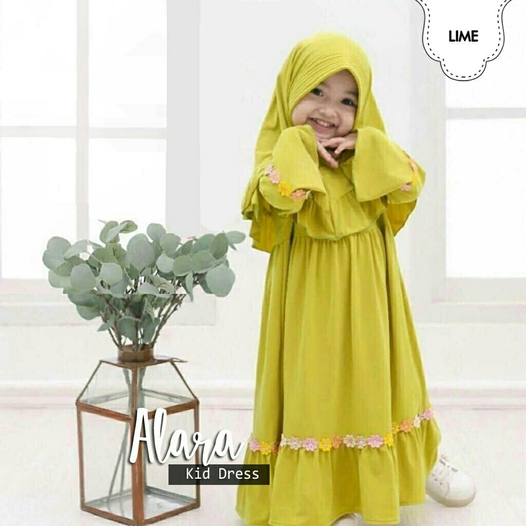 Dress Alaor + Bergo - Gamis Anak Perempuan - Baju Muslim Anak Perempuan Terbaru