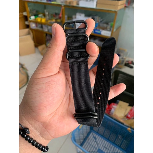 Strap Tali Jam Tangan Nato Zulu kanvas Hitam 24MM