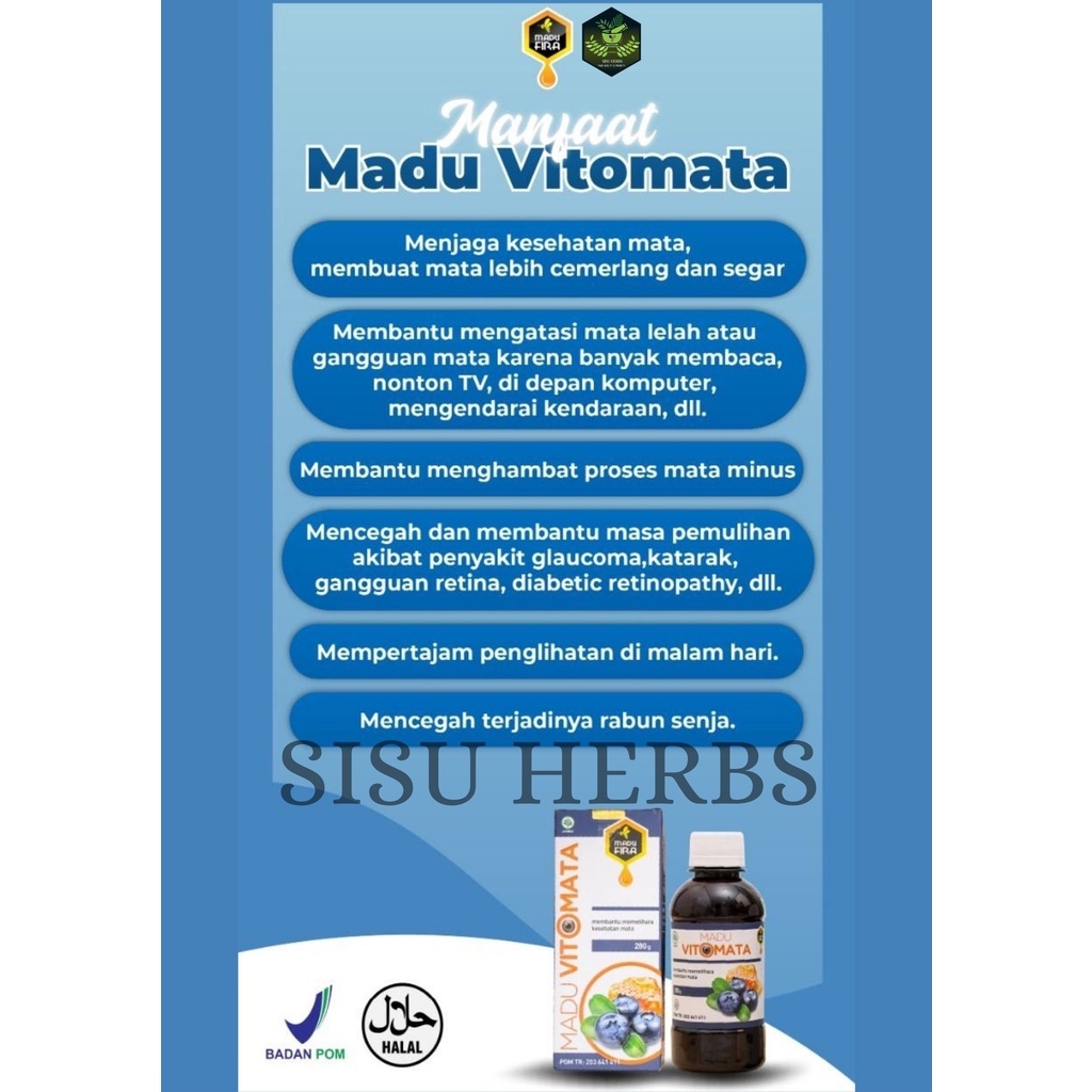 VITOMATA Madu VITO MATA Original Obay Herbal Kesehatan Mata Minus Katarak Mata Merah Rabun Dekat Dan Rabun Jauh Penglihatan Buram Atau Kabur Mata Gatal Tegang Dan Lelah Pada Mata Glaukoma Vitamin Mata Dan Menjaga Kesehatan Mata