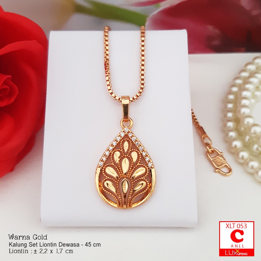 XLT 053 Kalung Set Liontin Cantik  Model Bola Boba Permata Zirkon Perhiasan Imitasi Lapis Emas 18K Tiruan Mata Zirkon Aksesoris Luxx Xuping