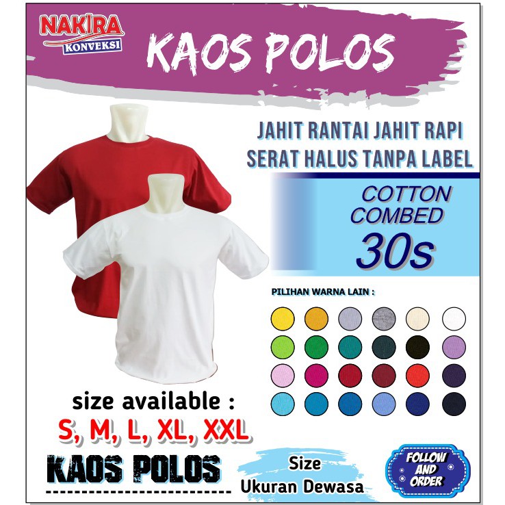kaos polos distro pria wanita cotton combed 30s lengan pendek   oblong   tshirt  kaos murah  premium
