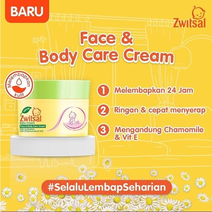 ZWITSAL BABY CREAM FACE &amp; BODY CARE 50 gr - Krim Bayi Untuk Wajah &amp; Perawatan Kulit Zwitsal Baby