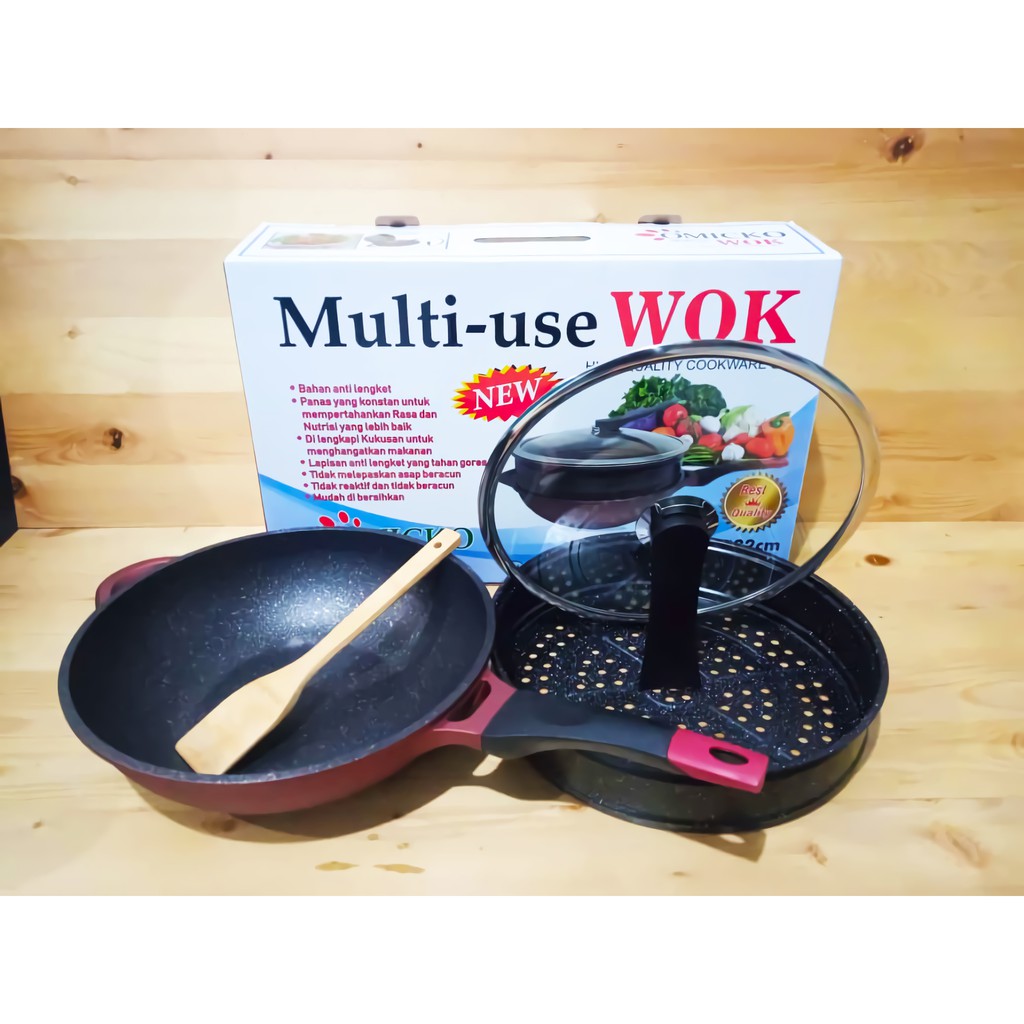 Panci Wok Kukusan Multi-use marble Omicko 32cm