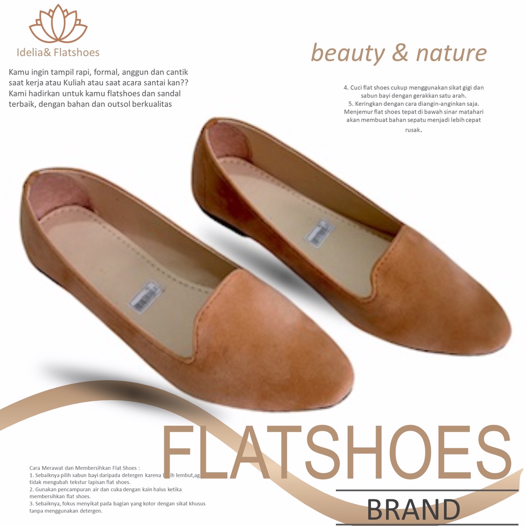 Sepatu Kerja Wanita Flatshoes Flat Shoes Teplek Kantor Guru Plat Pansus Santai Spatu Karet Original 