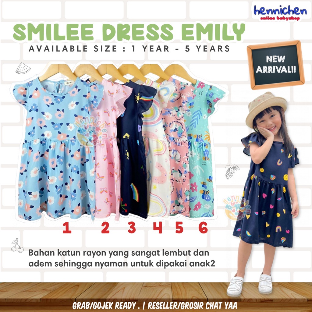 PROMO 7.7 Dress anak perempuan daster Rayon Anak Smilee Emily Size 1-5Tahun