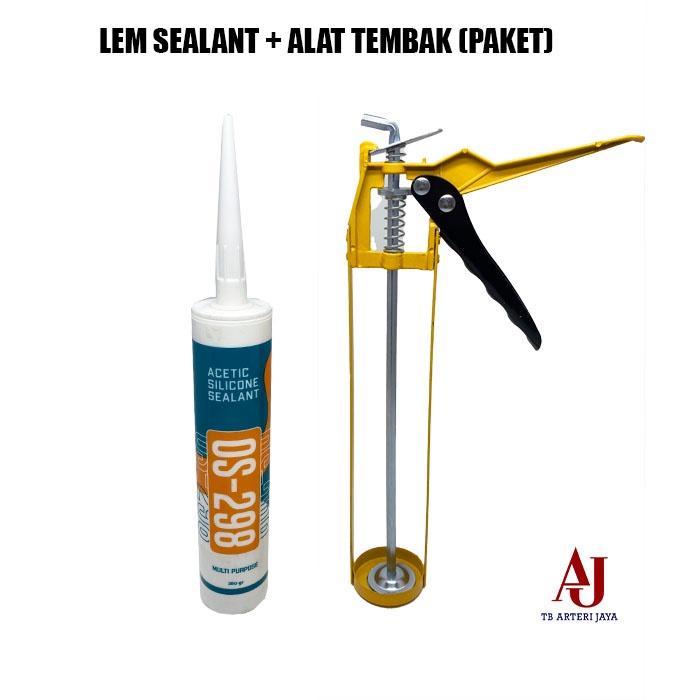 Lem Silicone Sealant Lem Kaca Akuarium Os 298 + Alat Tembak