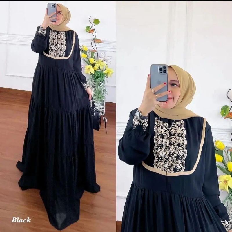 Gamis ceruty babydol Shafira dress Maxy  gamis seruty renda mewah gamis seruty mayung gamis seruty p