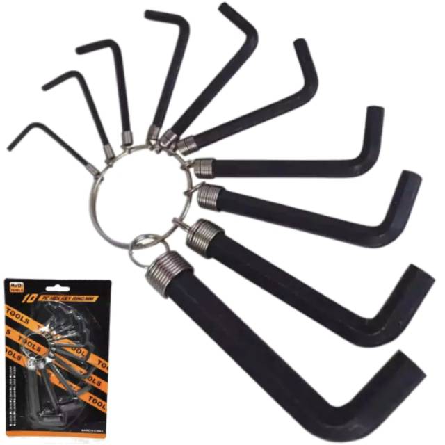 GANTUNGAN KUNCI L SET 10 PCS HEX KEY RING WRENCH MURAH SERBAGUNA