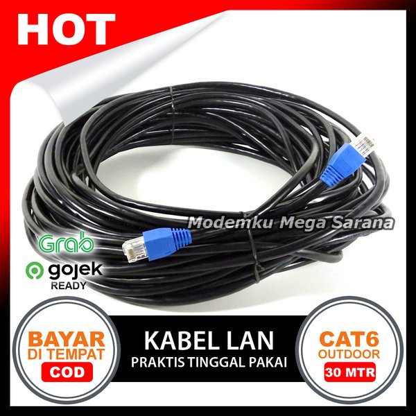 Kabel LAN Outdoor 30 Meter FTP CAT6 Spectra &amp; RJ45 Straight - Tinggal Pakai