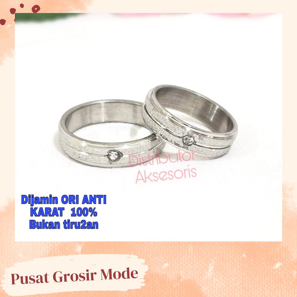 Cincin Couple Titanium ANTI KARAT SELAMANYA PGM CT05 SATUAN