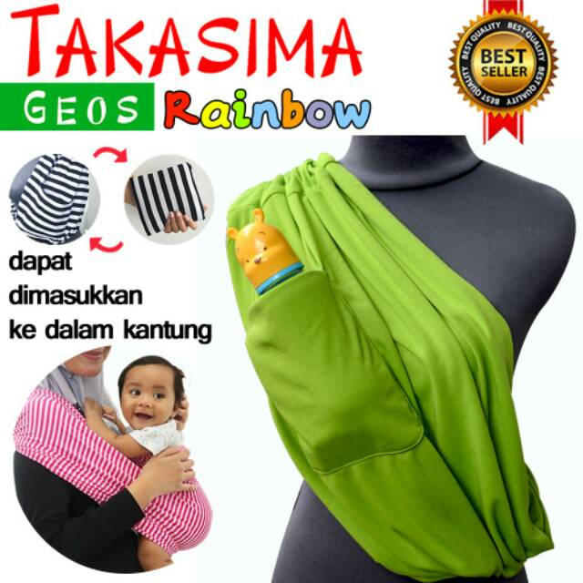 Gendongan kaos rainbow geos baby gendongan samping rainbow