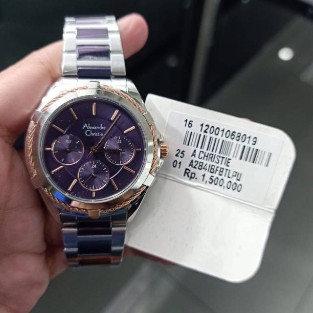 JAM TANGAN WANITA ALEXANDRE CHRISTIE 2841 AC2841 BLUE COMBI SILVER