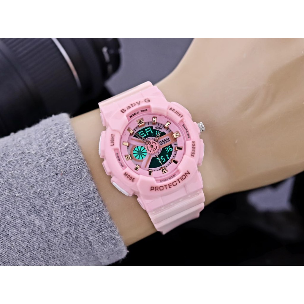 TALI GLOSSY KILAT - JAM TANGAN WANITA BABY-G CASIO BA-110 TALI PUTIH DALAM GOLD TALI MERAH TALI PINK