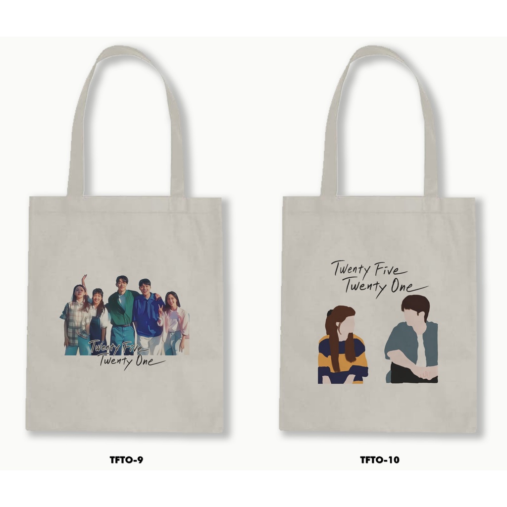 Tas Tote Bag Resleting Kanvas/Blacu  - Twenty Five Twenty One / Drakor 01