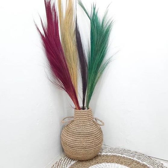 Vas Gentong Anyaman Tempat Bunga Kering / Guci Seagrass / Pot Bunga Kering