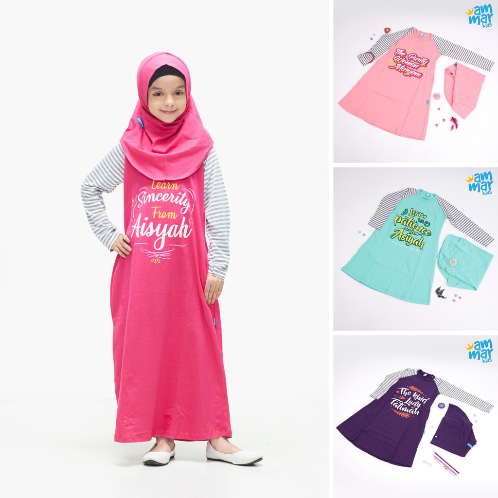 Gamis Anak  Plus  Hijab  Ammar Kids Baju  Muslim Anak  