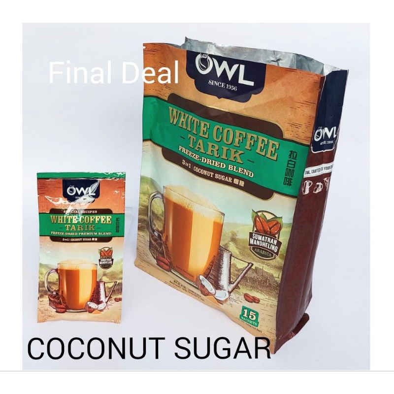 Sachet Owl White Coffee Tarik 3 in 1 Original/Hazelnut/Coconut Sugar