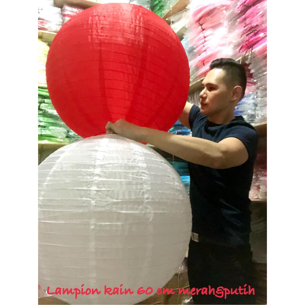 Jual Lampion kain jumbo outdoor 60 cm merah putih HUT RI 17 agustus