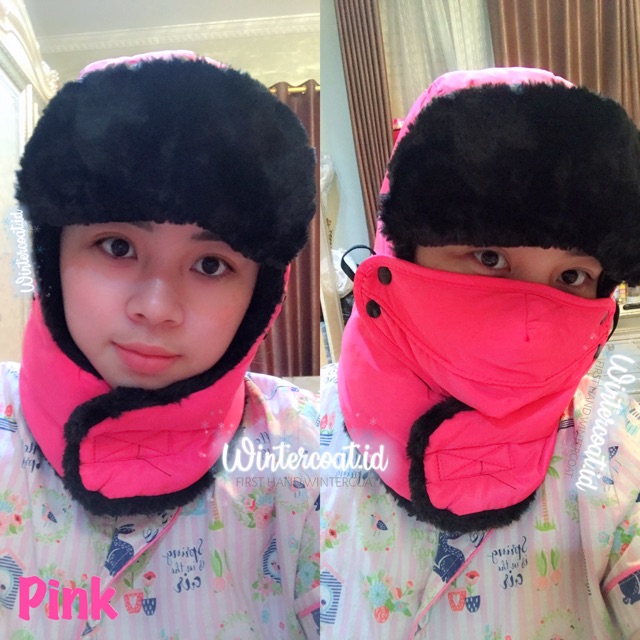 Topi Ushanka winter russia masker musim dingin Russian hat cap winter + mask ski snow trapper hat