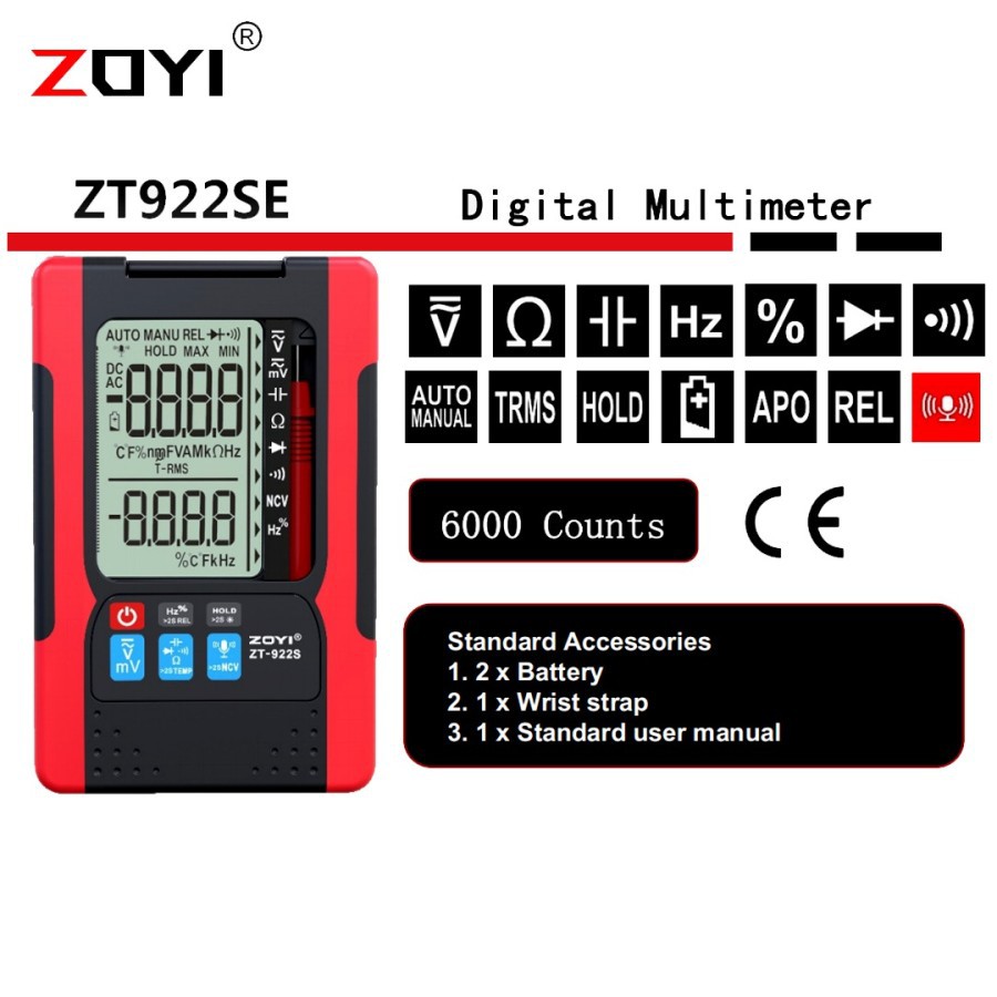 Zoyi ZT-922SE Voice Speak English Multimeter Multitester Avometer D