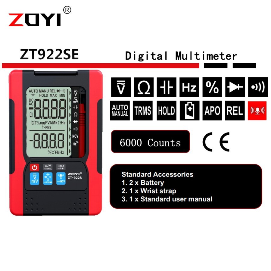 Zoyi ZT-922SE Voice Speak English Multimeter Multitester Avometer D