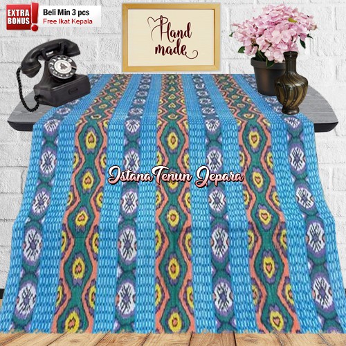 Kain Tenun Blanket Troso Jepara Biru Elektrik