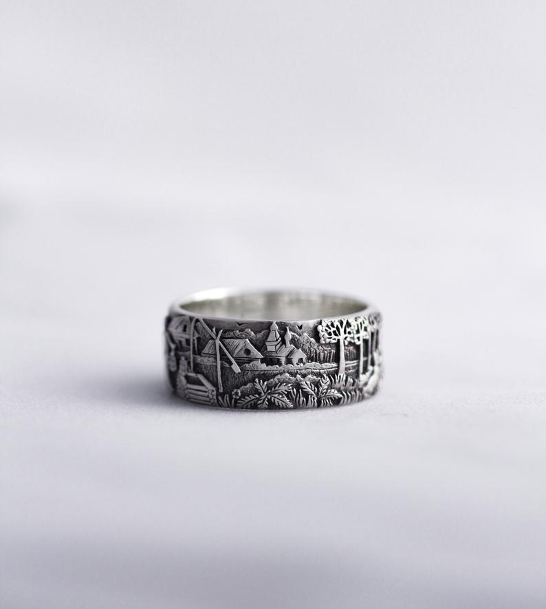 2020 new hot sale retro creative life breath embossed ring