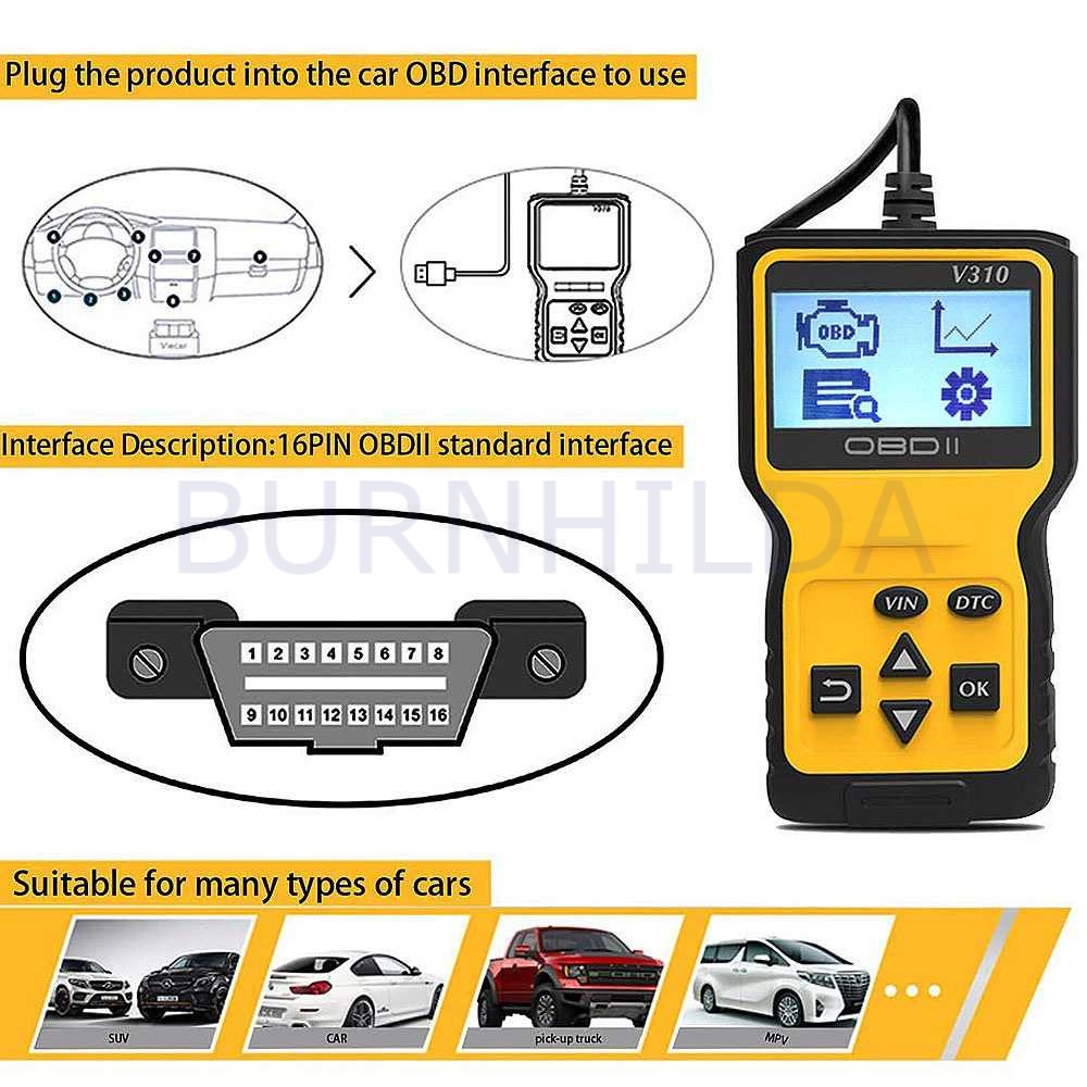 Alat OBD2 Pembaca Kode Diagnostik Mobil Otomoti mobil motor burnhilda