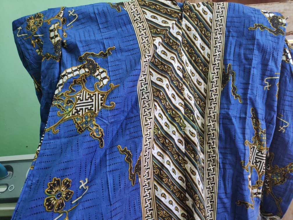 Trolis Size M Batik Tunik Wanita Motif Plat Biru Lengan Panjang Batik Muslim Wanita Cewek Pltbr