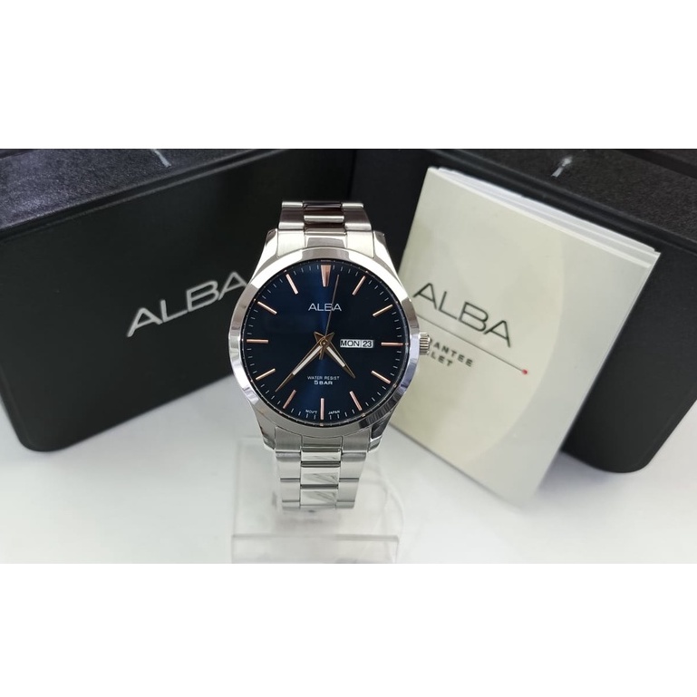 JAM TANGAN PRIA ALBA AJ6129X1 SILVER BLUE DIAL ORIGINAL GARANSI