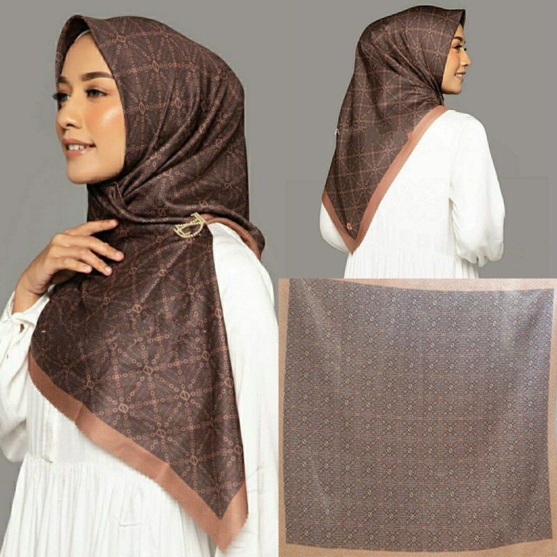 [GROSIR MURAH] Hijab Segi4 Voal Motif LC  / S4 Voal Motif LaserCut TERBARU #fth216 & fth423-Dark choco