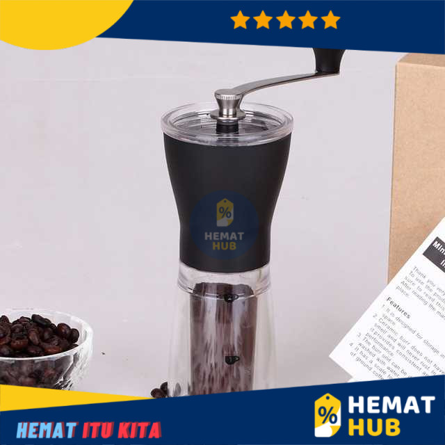 Grinder Kopi Manual Alat Penggiling Biji Coffee Ceramic Espresso Portable Stainless Steel