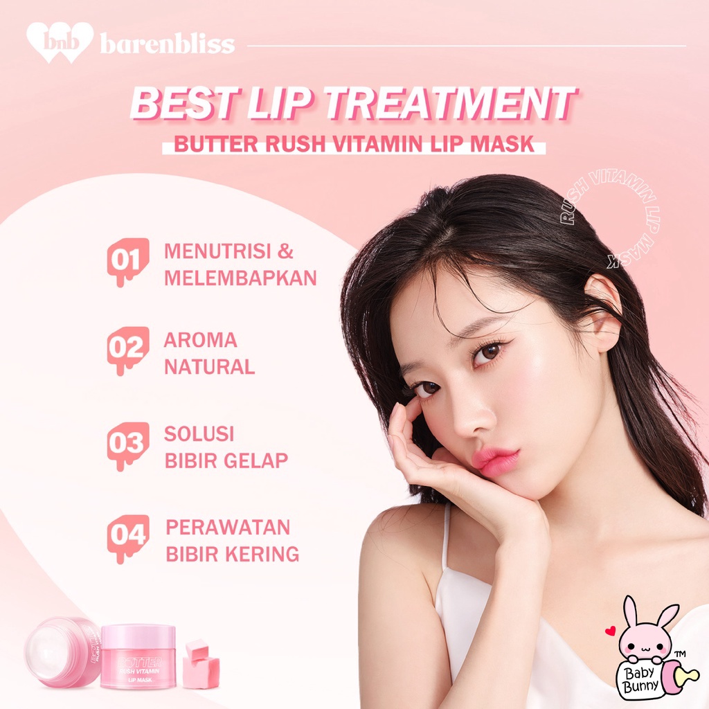 ❤ BELIA ❤ BARENBLISS Butter Rush Vitamin Lip Mask | Moisturizing Lip Balm | Lip Moist | Pelembab Bibir | BPOM