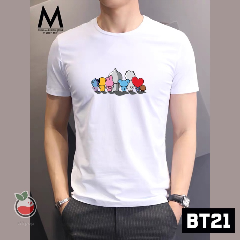 Baju kaos BTS MCD Pria wanita Atasan Lengan pendek kaos Tshirt Basic Cowok katun kombet Bt21