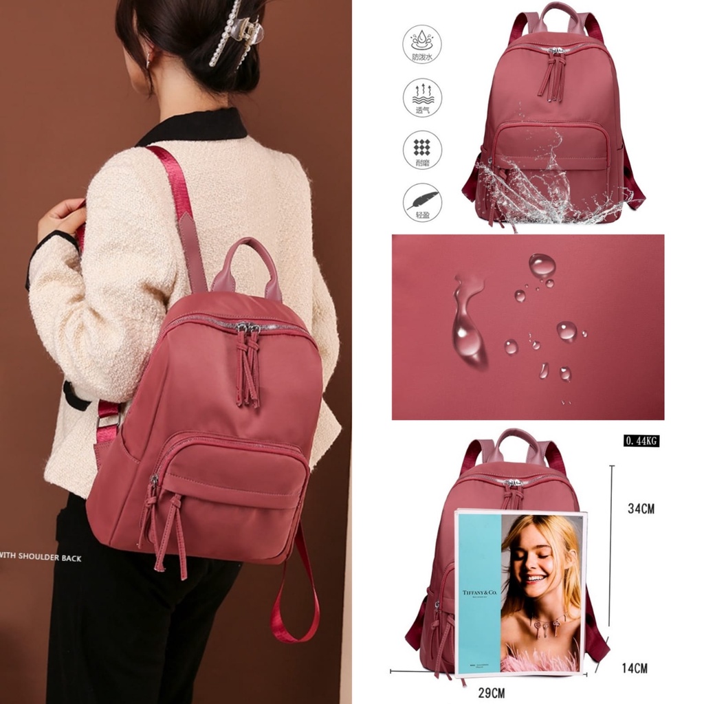 TAS RANSEL KOREA WANITA ANTI AIR BACKPACK MERAH TURNEY TA521M2 IMPORT CEWEK GENDONG PUNGGUNG SEKOLAH KULIAH KERJA BATAM PREMIUM KEKINIAN REMAJA