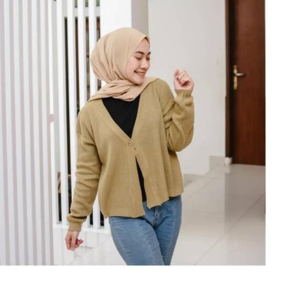 CROP LUNA CARDY - CARDIGAN WANITA KNIT PREMIUM TEBAL GT7