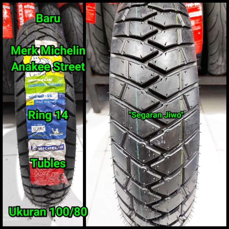 Ban tubles motor matic ring 14 Ukuran 100/80 merk Michelin Anakee street ban belakang honda vario 150 semi tril