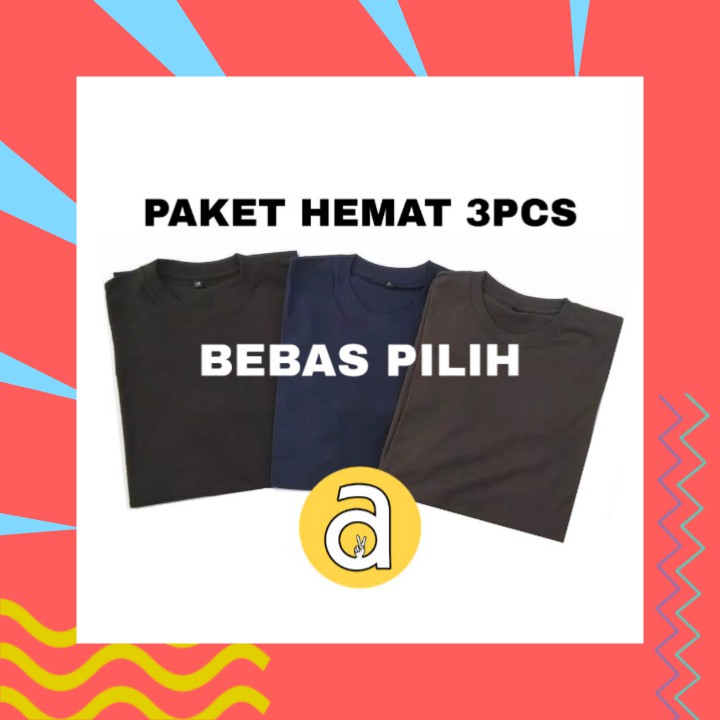 PAKET HEMAT 3pcs 100rb BAJU  POLOS  PENDEK size S XL 