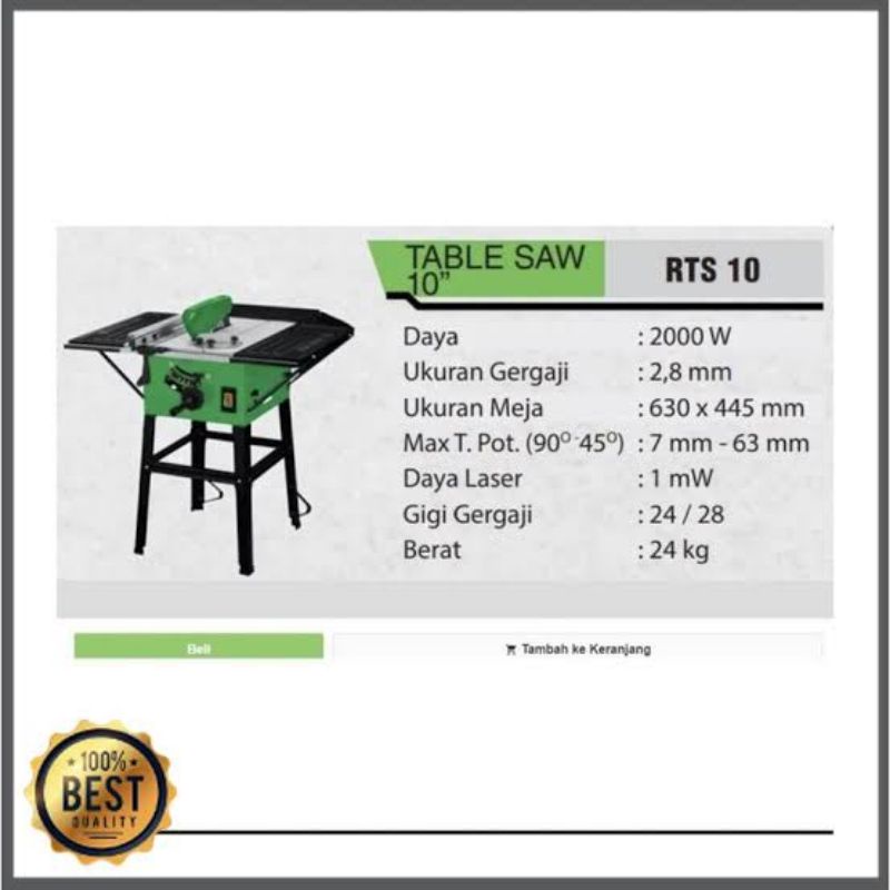 ryu rts 10 table saw 10 inch