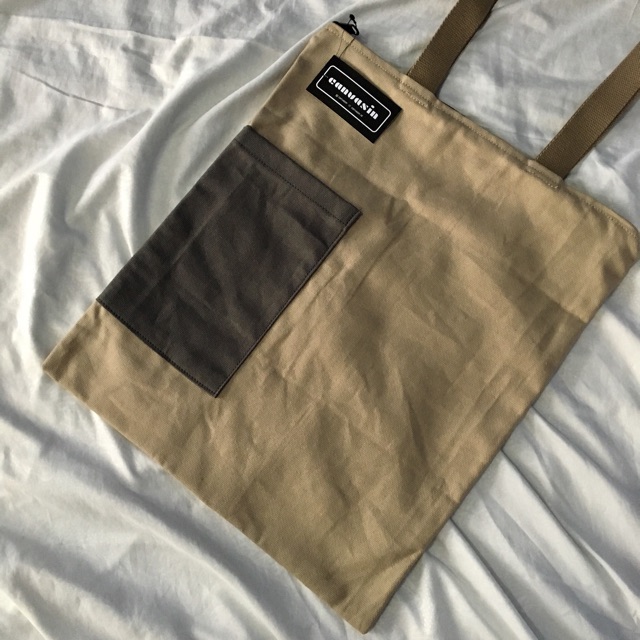 Tote bag khaki &amp; grey